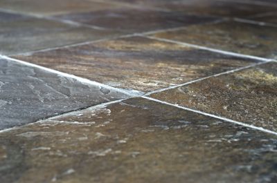 Living Room Floor with Natural Stone Tile